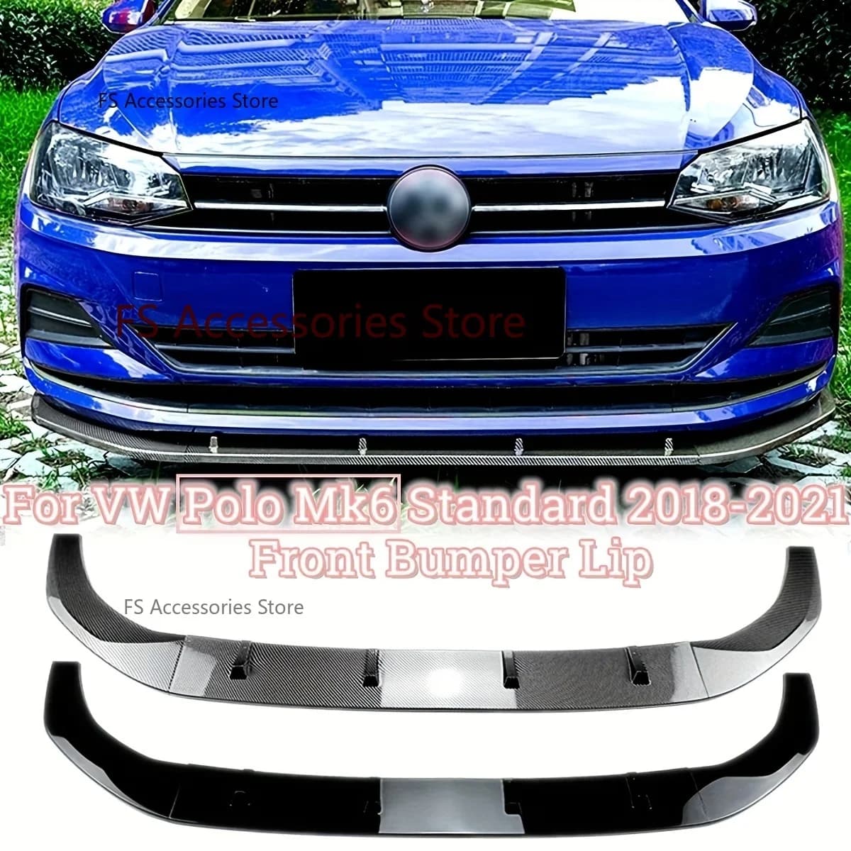 Car Front Bumper Spoiler Lip For Volkswagen For VW Polo MK6 Virtus 2018-2023 Lower Splitter Diffuser Exterior Body Kits