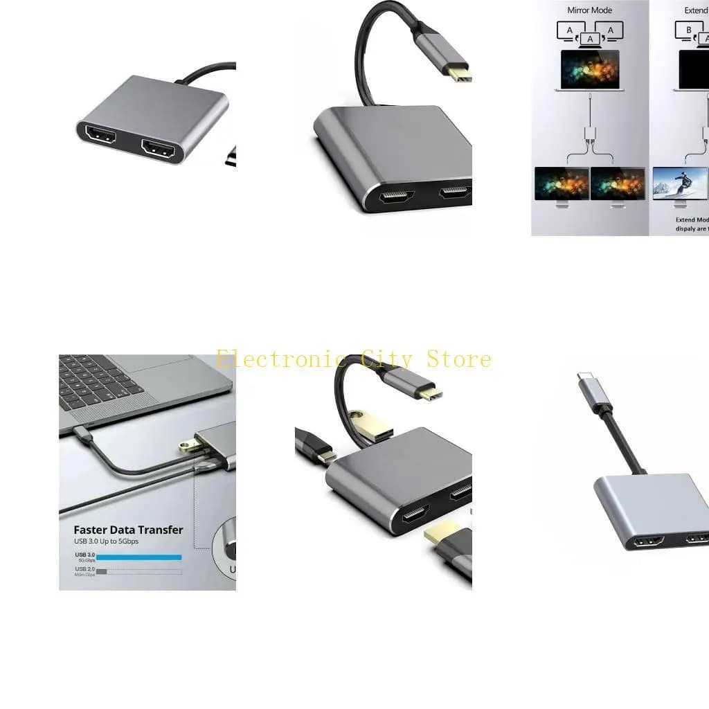 USB C a 2 Adattatore splitter HDTV 4K@60Hz Risoluzione per configurazioni monitor multipli HU8D