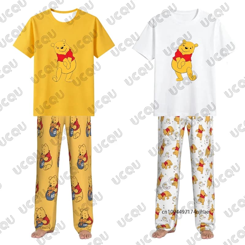 New Summer suit Winnie The Pooh 2026 for Men, Set T-shirts+Pantaloni Pigiama, Complete Fashion Casual for Couples, Outfit in 2 Pieces