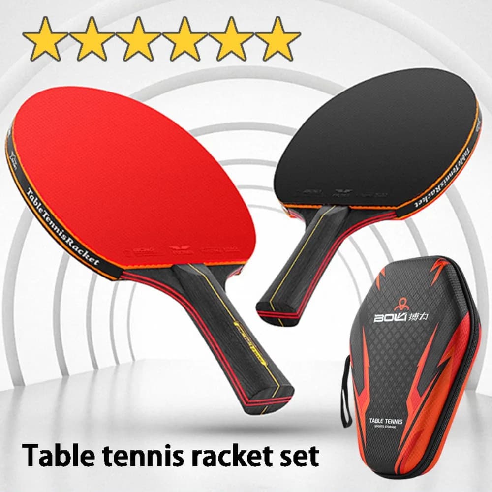 Set di Racchette da Ping Pong Professionali 6Star, Gomma Adesiva di Alta Qualità, Racchetta in Legno a 7 Strati con Borsa