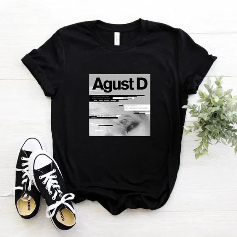 Nuova versione coreana di KPOP Agust D T-shirt stampata D-2 album T-shirt da donna Yoongi camicia Abbigliamento per adolescenti Streetwear Girocollo Tees