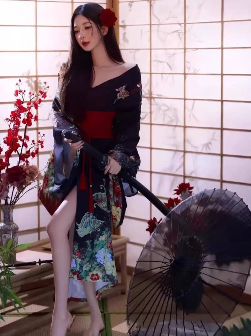 New Hanfu Women Improve Kimono Tradition Retro Japanese Style Bathrobe Portrait Photography Clothing Carnival Halloween Cosplay