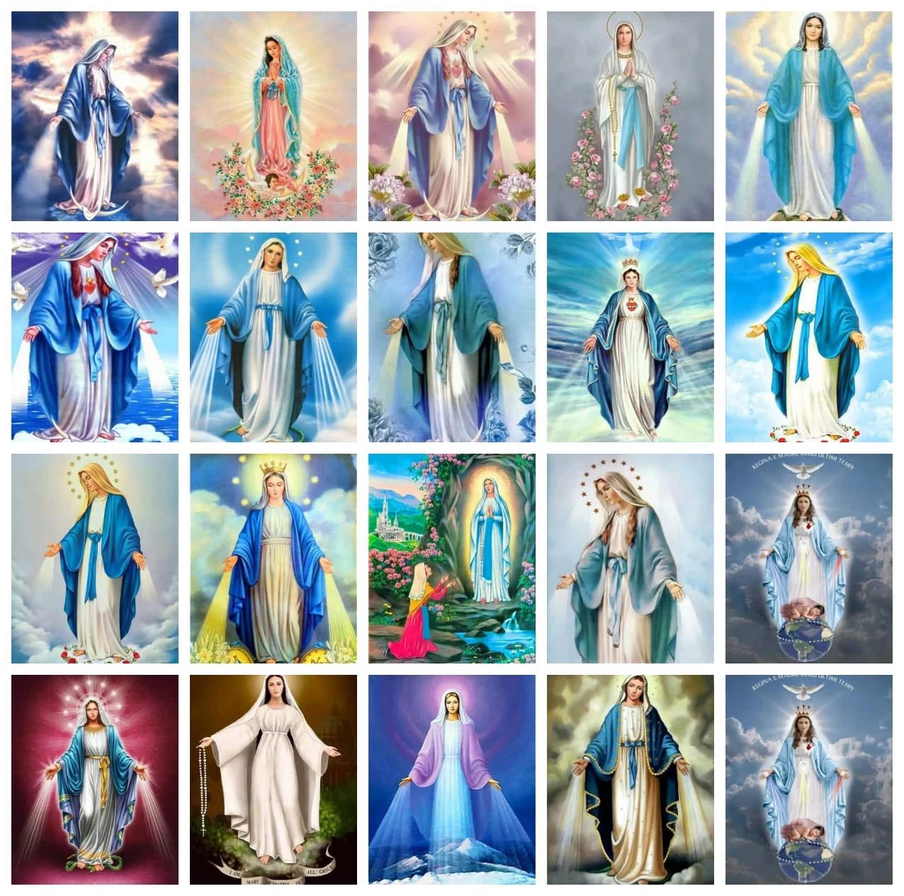 2026 Kit Pittura Diamante Fai da Te, Ricamo a Punto Croce con Icona Religiosa della Vergine Maria, Mosaico con Strass Rotondi Completi 30x40cm