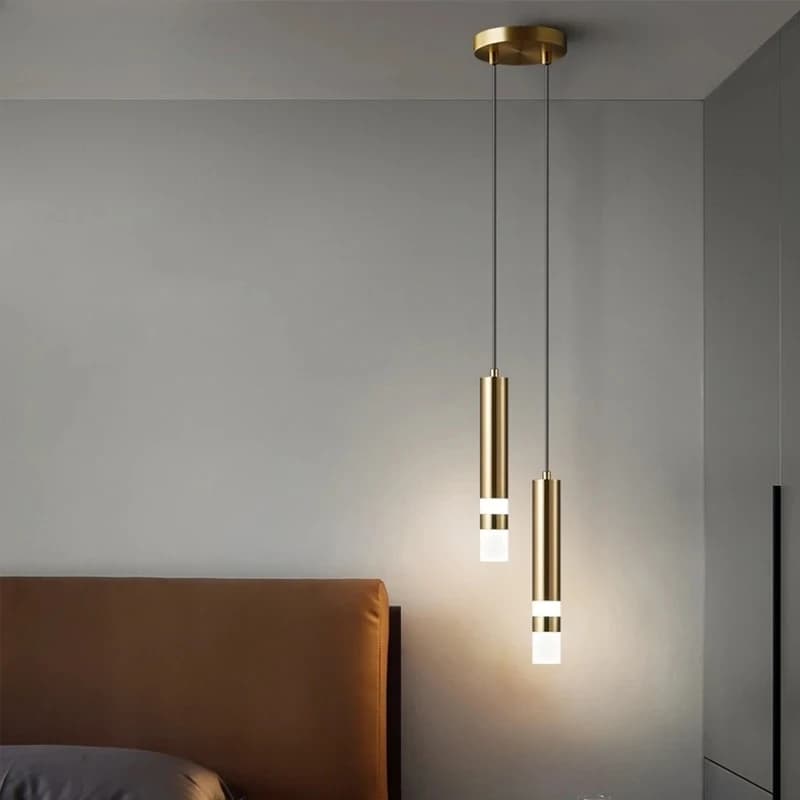 Lampade a sospensione moderne a LED Ristorante minimalista Caffetteria Lampada a sospensione in tubo di alluminio Lampada da comodino a lunga linea per camera da letto
