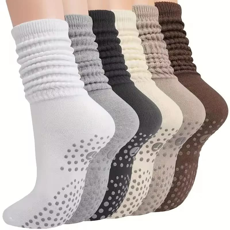 1-3 Paia di Calzini Antiscivolo in Silicone per Pilates, Traspiranti, a Doppia Barra, per Danza, Esercizio e Yoga
