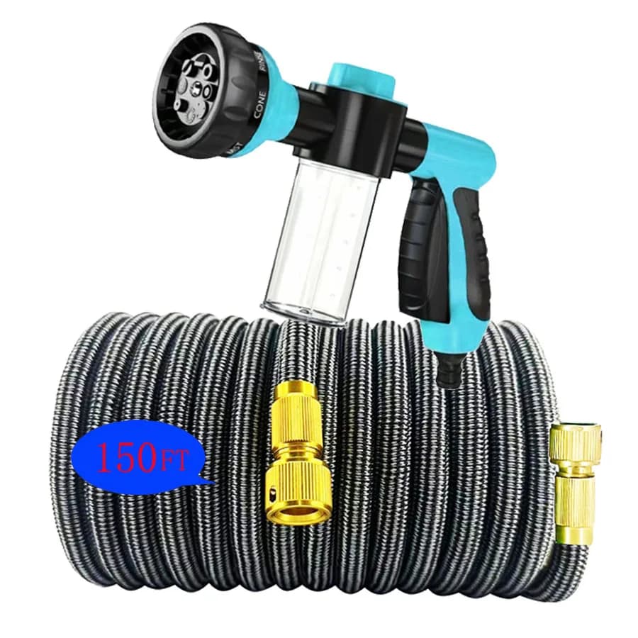 Tubo Flessibile Magico per Irrigazione con Connettori in Ottone e Ugello per Sapone a 8 Getti