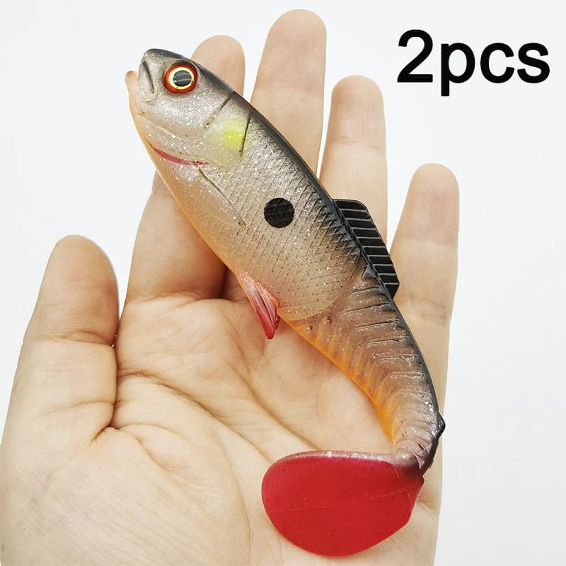2 pezzi esca da pesca morbida coda a T 11,5 cm/4,53 pollici esca artificiale per la pesca d'acqua dolce e salata