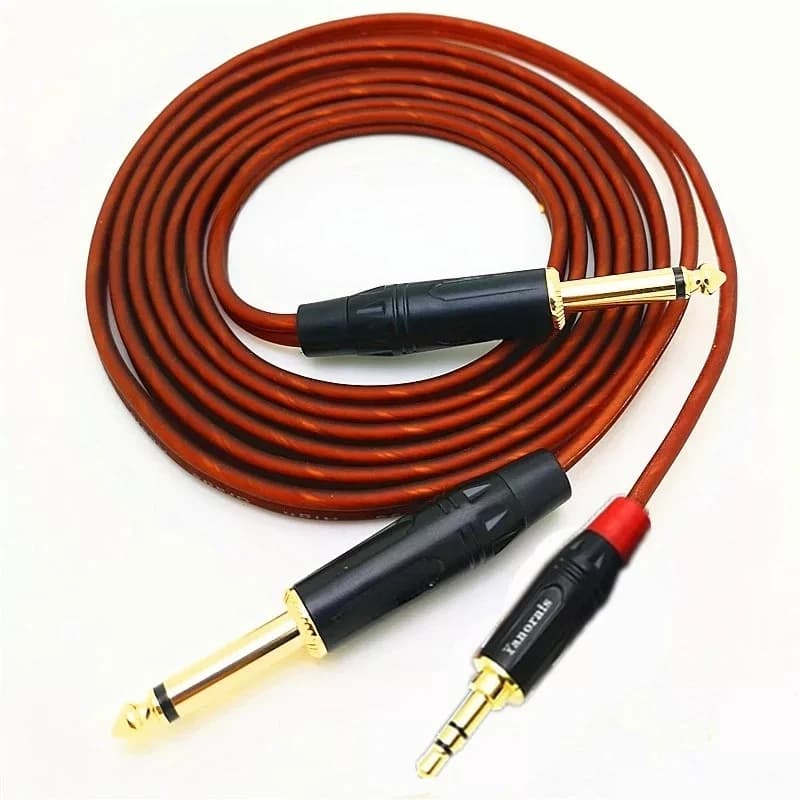 6.5mm to Dual 3.5mm Audio Splitter Cable, Karaoke Machine Voice Scoring Microphone Cord for EVideo