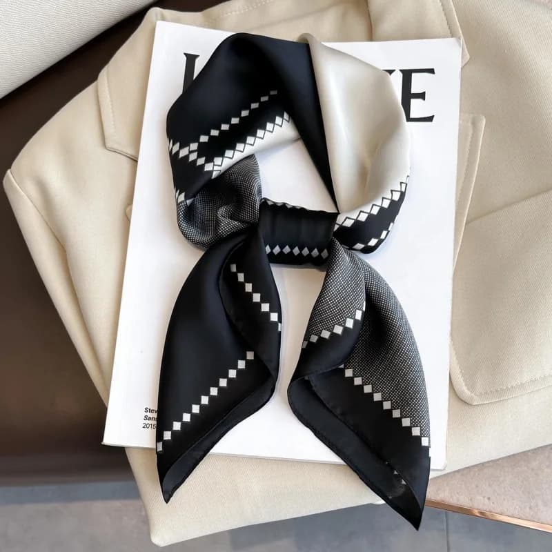 New Luxury Horse Model Silk Square Scarf Woman Soft Satin Hair Band Neck Handkerchief Office Hijab Paper Scarf Gift Basket