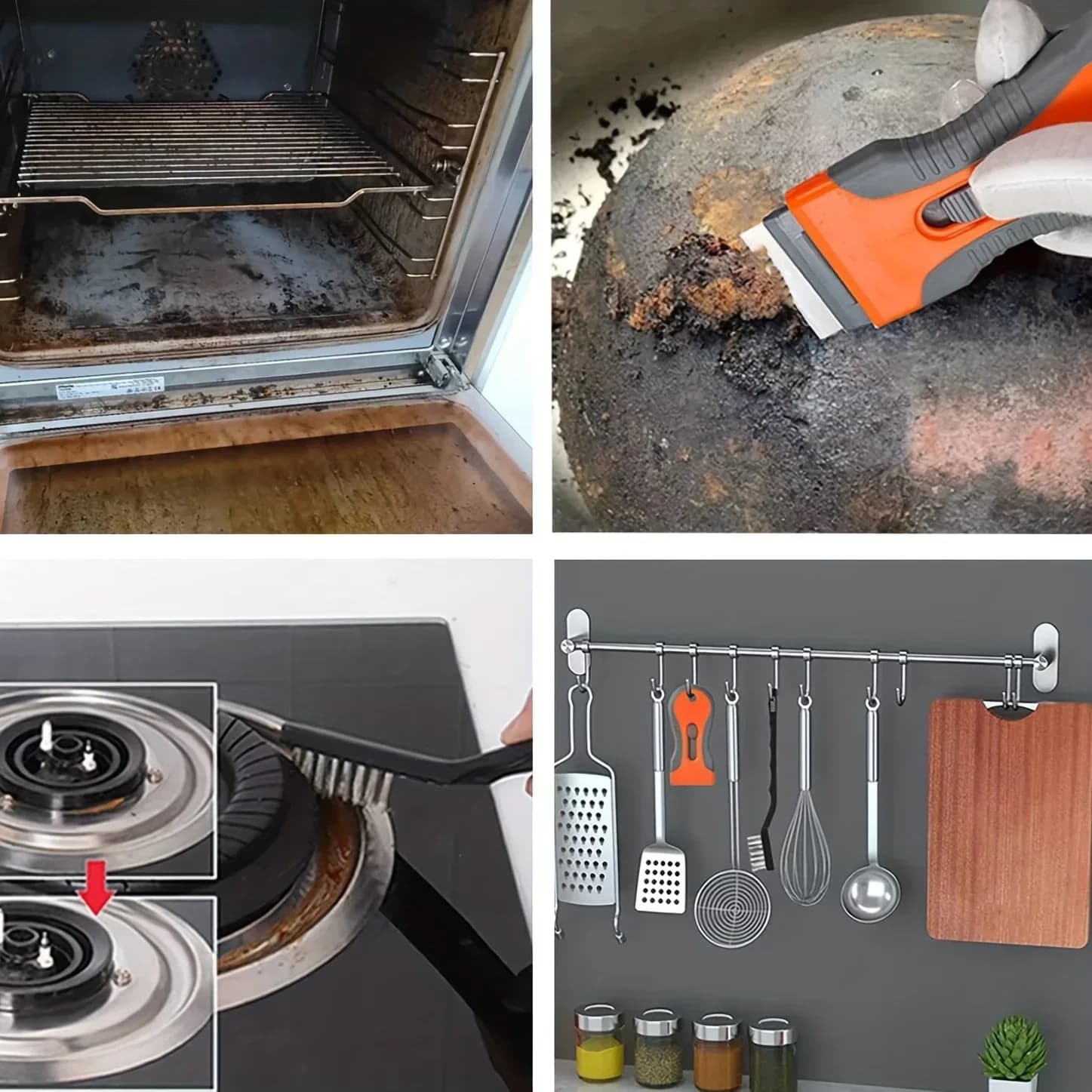 Set of glue removal blades with 10 blades, adjustable telescopic knife, cleaning scraper, label removal tool, stickers and paint.