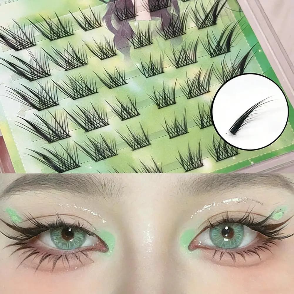Ciglia finte senza colla obliqua stile volpe volante arricciatura naturale pigra comoda ciglia superiori trucco cosplay per le donne
