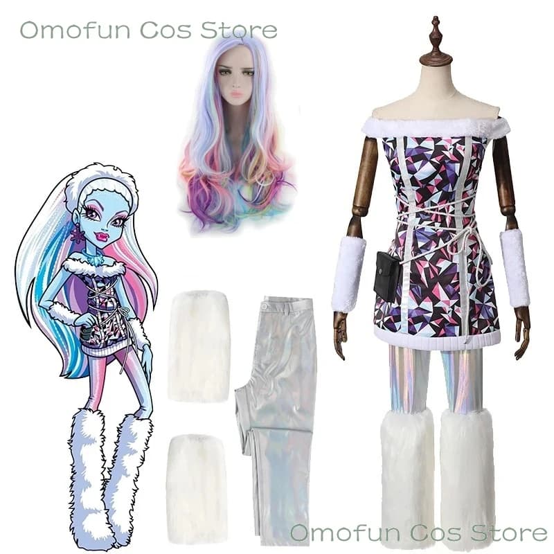 Costume Cosplay Halloween Abito Gotico Sexy da Ragazza della Neve Abbey Bominable con Parrucca Mostro Anime per Adulti C3;b,6/k'5;