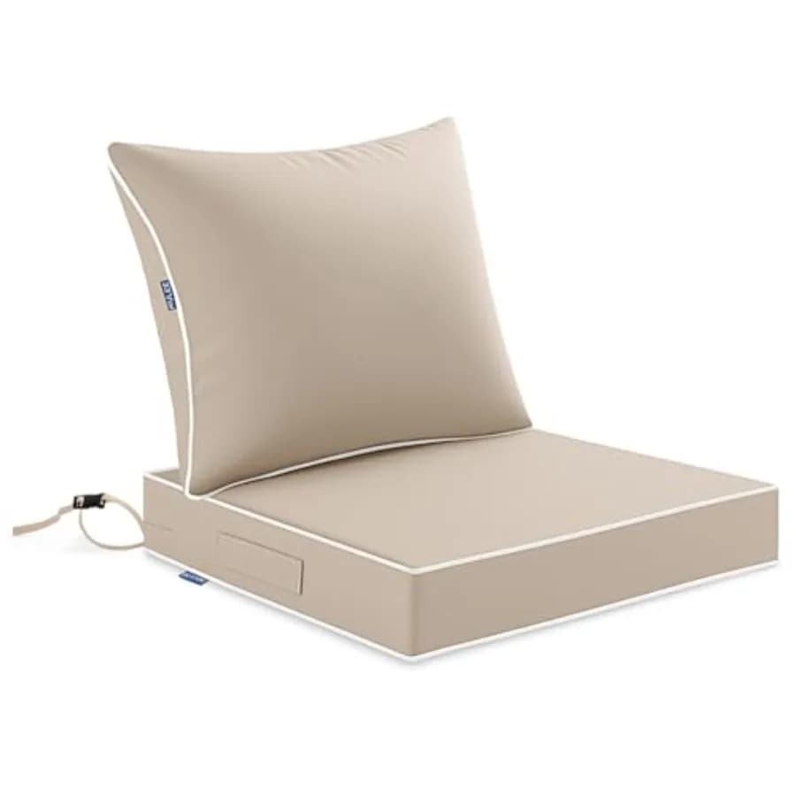 Cuscino per Seduta da Esterno Impermeabile e Resistente allo Sbiadimento per 3 Anni, Cuscino Profondo per Seduta e Schienale per Mobili da Giardino, Sedie, Divani