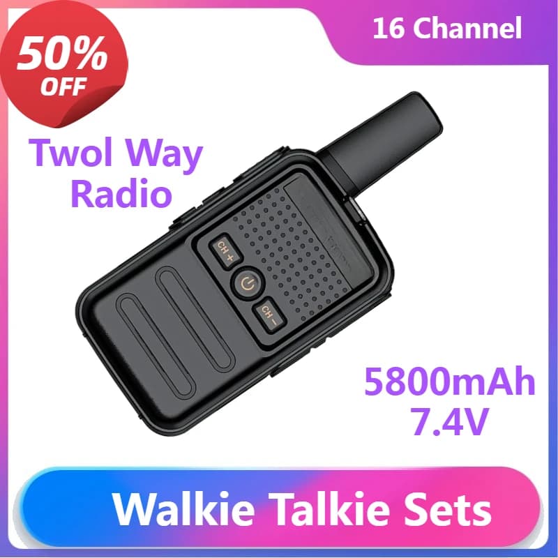2 pz Walkie Talkie Mini Formato Portatile Radio Palmare Set Wireless Twol Way Stazione Radio Comunicador Ricetrasmettitore 5800 mAh