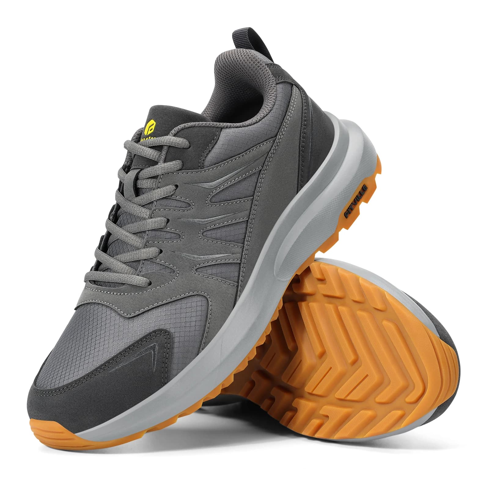 FitVille Scarpe da ginnastica extra larghe da uomo Scarpe da trekking da trekking Scarpe da corsa leggere con punta larga per piedi piatti con supporto per l'arco plantare
