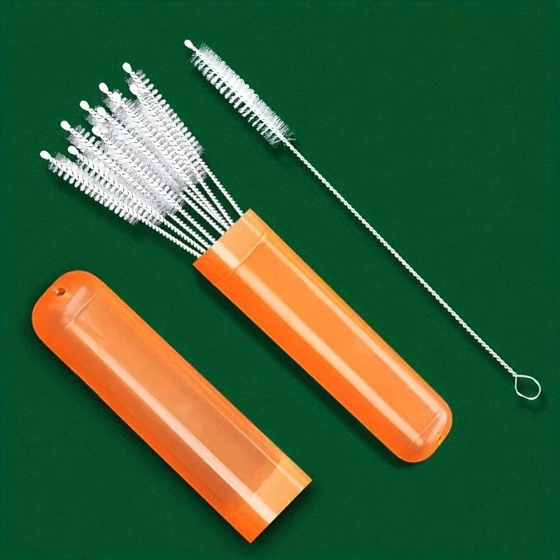 10 straw brushes + 1 storage box, extra long straw cleaning brush set - suitable for large cups, straw cups, water bottles, etc