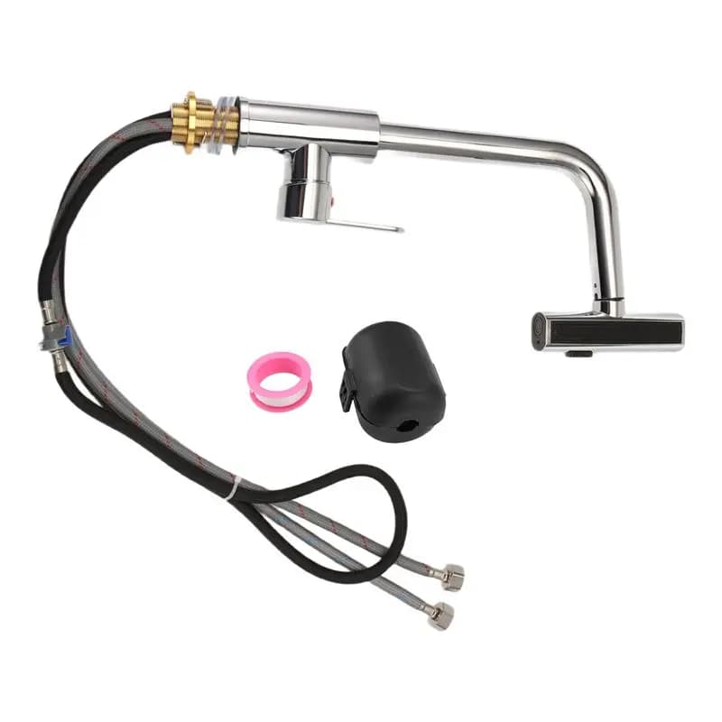 YLS-Flexible Hot And Cold Water Kitchen Faucet, Pull Out Design With Stream Shower Function, Deck Mounted Sink Mixer Mode