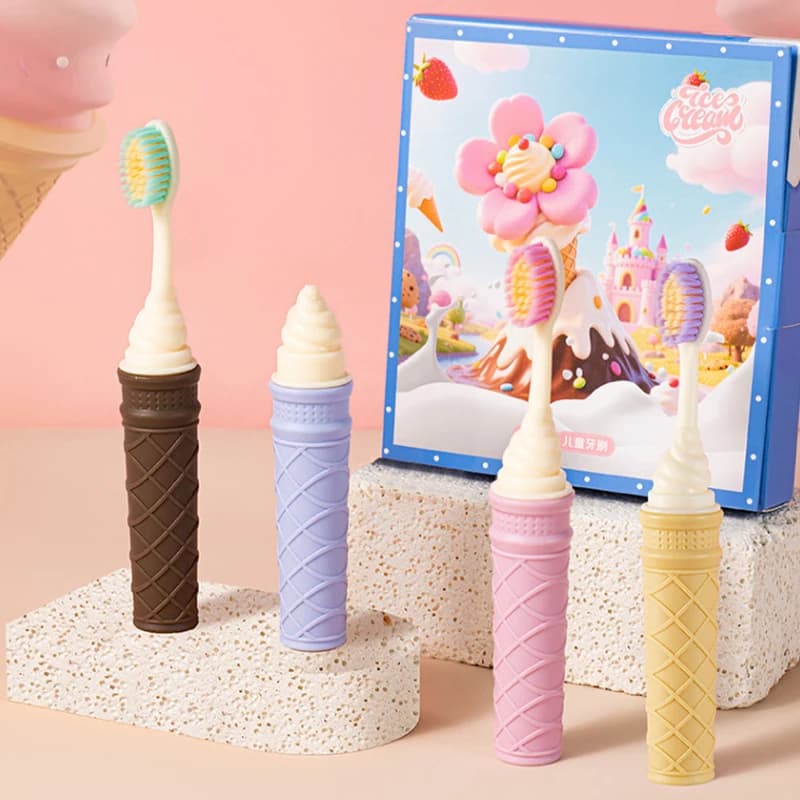 4 pcs/set Frozen Toothbrush for Children Portable Foldable Frozen Cone Shape Soft Teeth Whitening Toothbrush