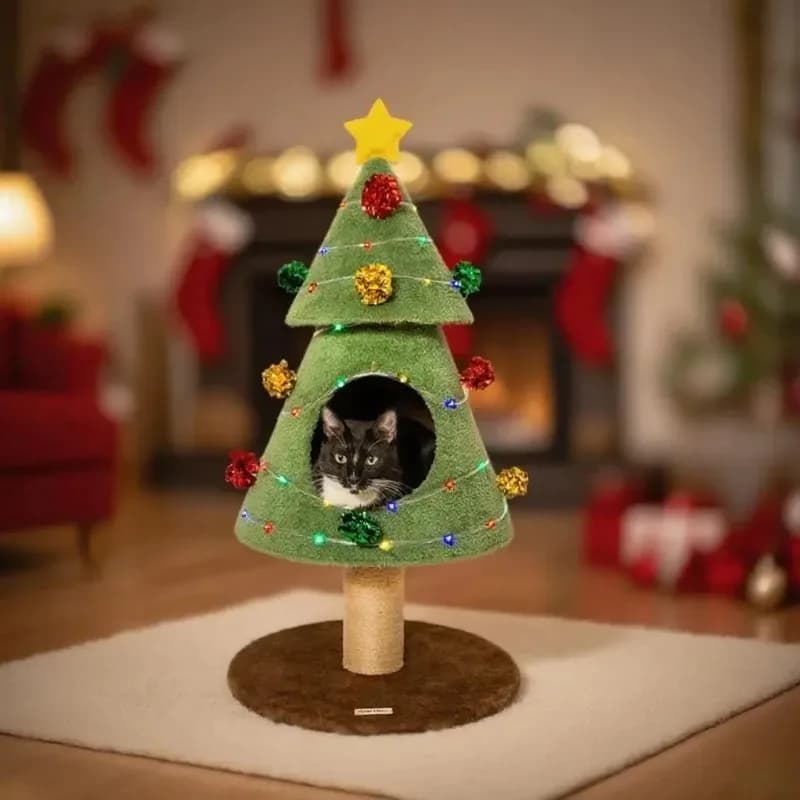 Struttura da arrampicata per gatti di Natale Treehouse Sisal Cat Paw Board Nido per gatti Forniture per giocattoli per animali domestici integrate Commercio all'ingrosso personalizzato