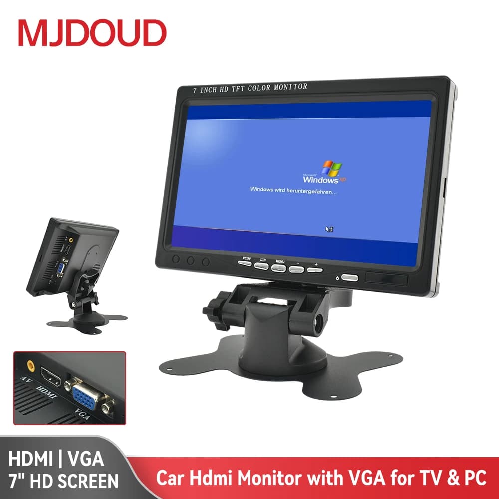 7 Inch TFT LCD Monitor HDMI VGA AV Screen, Multi-use for PC, Car Backup Camera, Home Security & Industrial Microscope Inspection