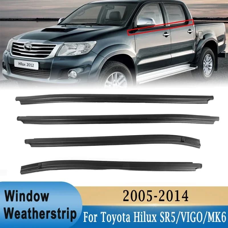 Finestra Esterna Guarnizione Modanatura Trim Cintura di Tenuta Strisce di Tenuta in Gomma per Toyota Hilux SR5 VIGO MK6 2005-2015 4 Porte PICKUP