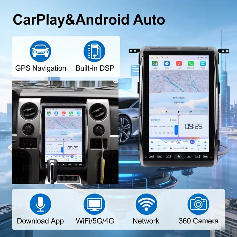 Autoradio per Ford F150 2009-2014 con Carplay Wireless e Android Auto, Lettore Multimediale per Auto con Schermo Intelligente
