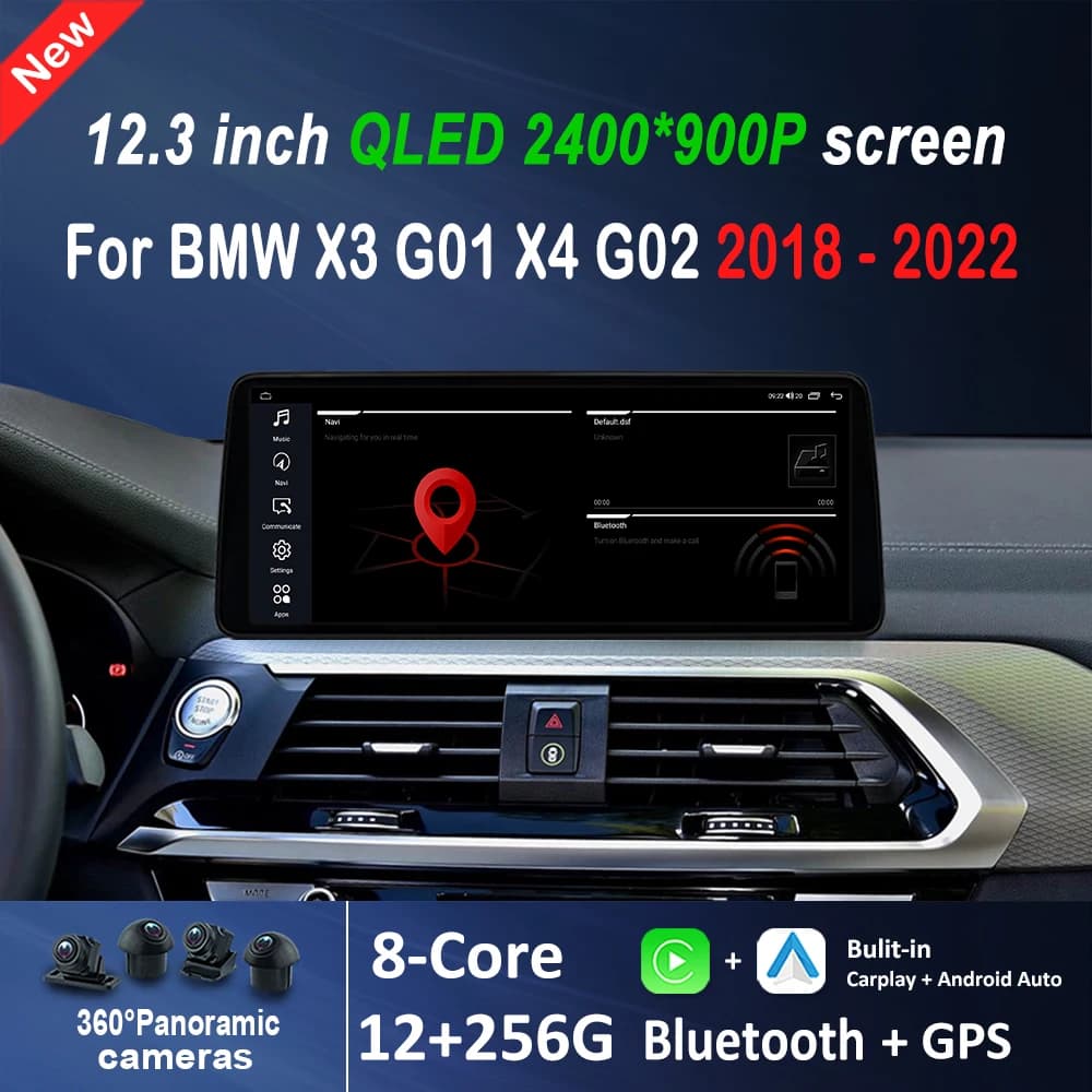 Android 16 Wireless CarPlay 12.3 Inches for BMW X3 G01 X4 G02 2018 - 2022 Car Multimedia Video Player 4G WiFi DSP Stereo GPS