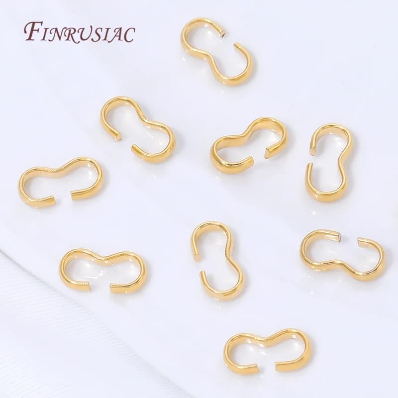 18K Gold Plated Open S Hook Clasp,S Shape Jump Ring Connector DIY Jewelry Making Findings For Necklaces Bracelets Accessories
