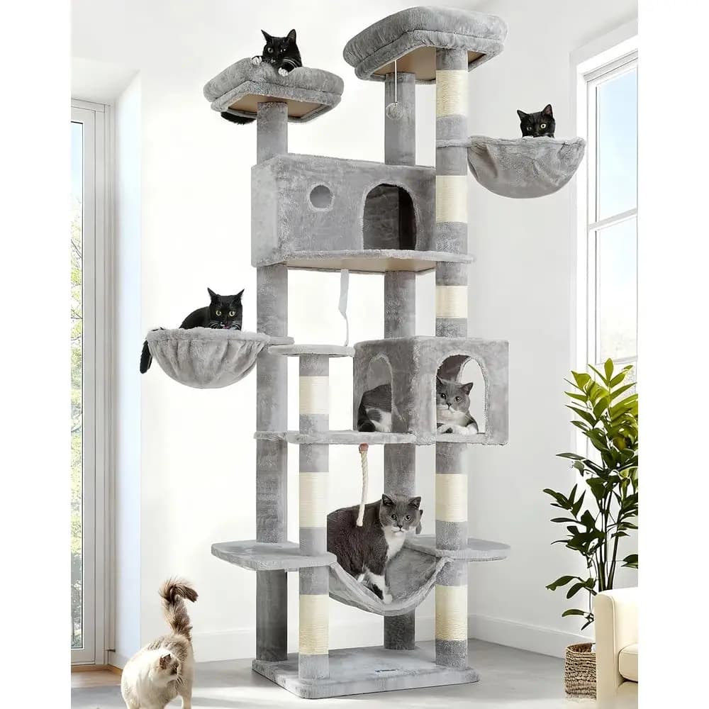 Gitelsnour Albero per Gatti Alto, Grande Torre per Gatti Adulti, 205 cm, Robusto Albero per Gatti da Interno per Gatti con Peso Superiore a 9 kg con Sc