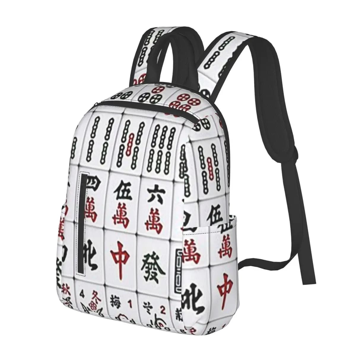 Mahjong Tile Pattern 8 Student Backpack School Bag Hiking Travel Daypack for Men Women Bookbag Shoulder Bags