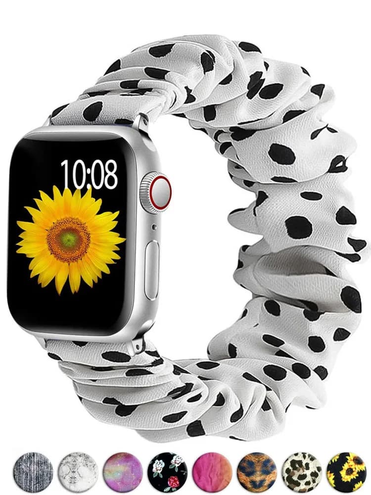 Cinturino Scrunchie per cinturino Apple Watch 40mm 44mm 45mm 41mm 49mm 38 42mm Bracciale elastico in nylon con anello iWatch serie 6 3 se 7 8 ultra