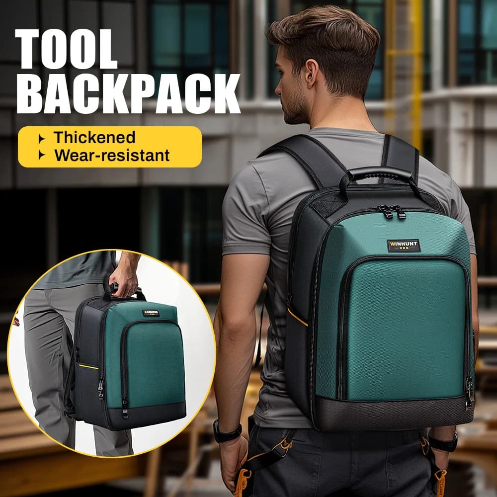 Tool Backpack for Men, Tool Bag Backpack, Large Electrician Backpack for Electricians, Construction, Heavy Duty Tool Bag Organizer with 22 Pockets