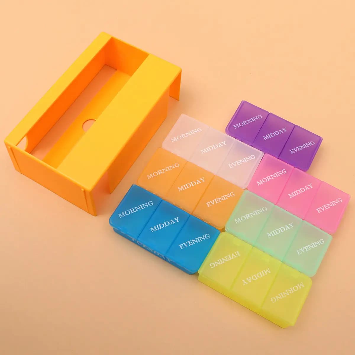 21-Grids Plastic Medicine Box Portable Pill Organizer for Daily Dose Management Vitamins Supplements Travel Storage Container