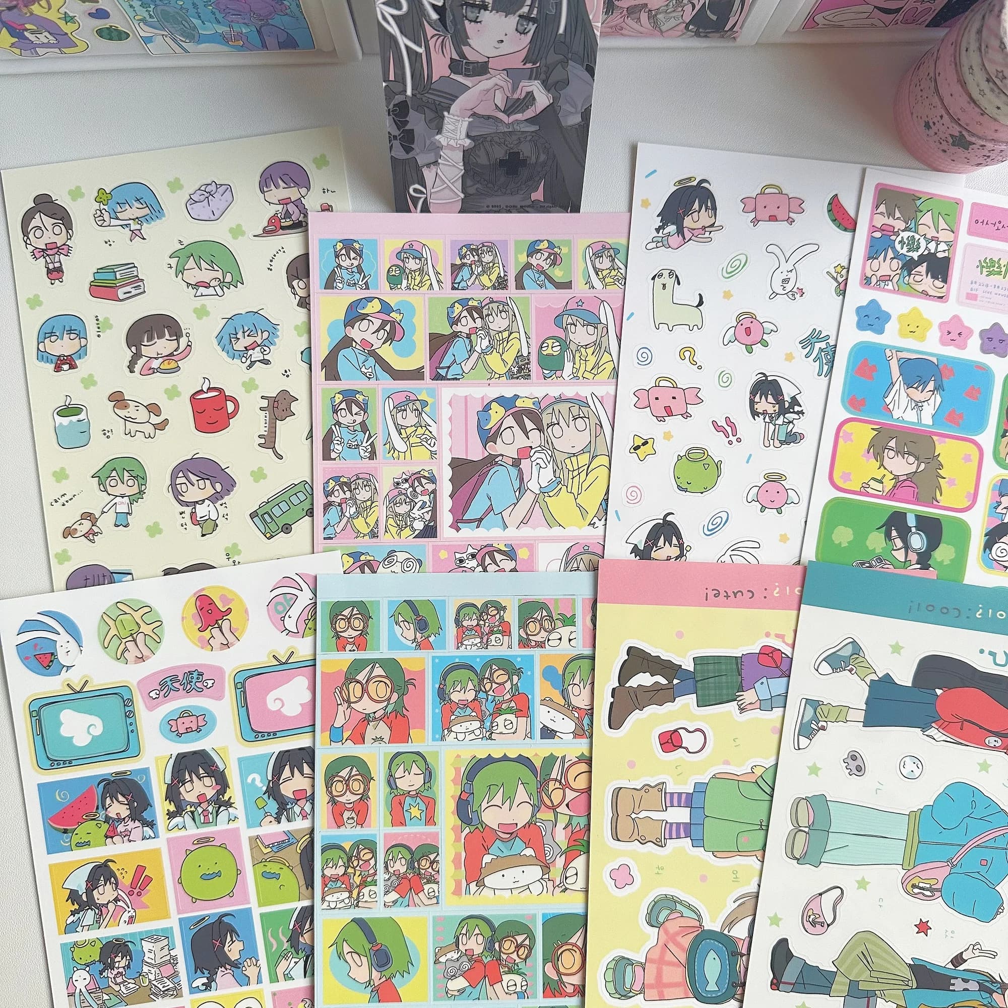 1/8 pezzi adesivi coreani per ragazze carine adesivi per personaggi dei cartoni animati Kawaii adesivi decorativi fai da te per agenda conto a mano