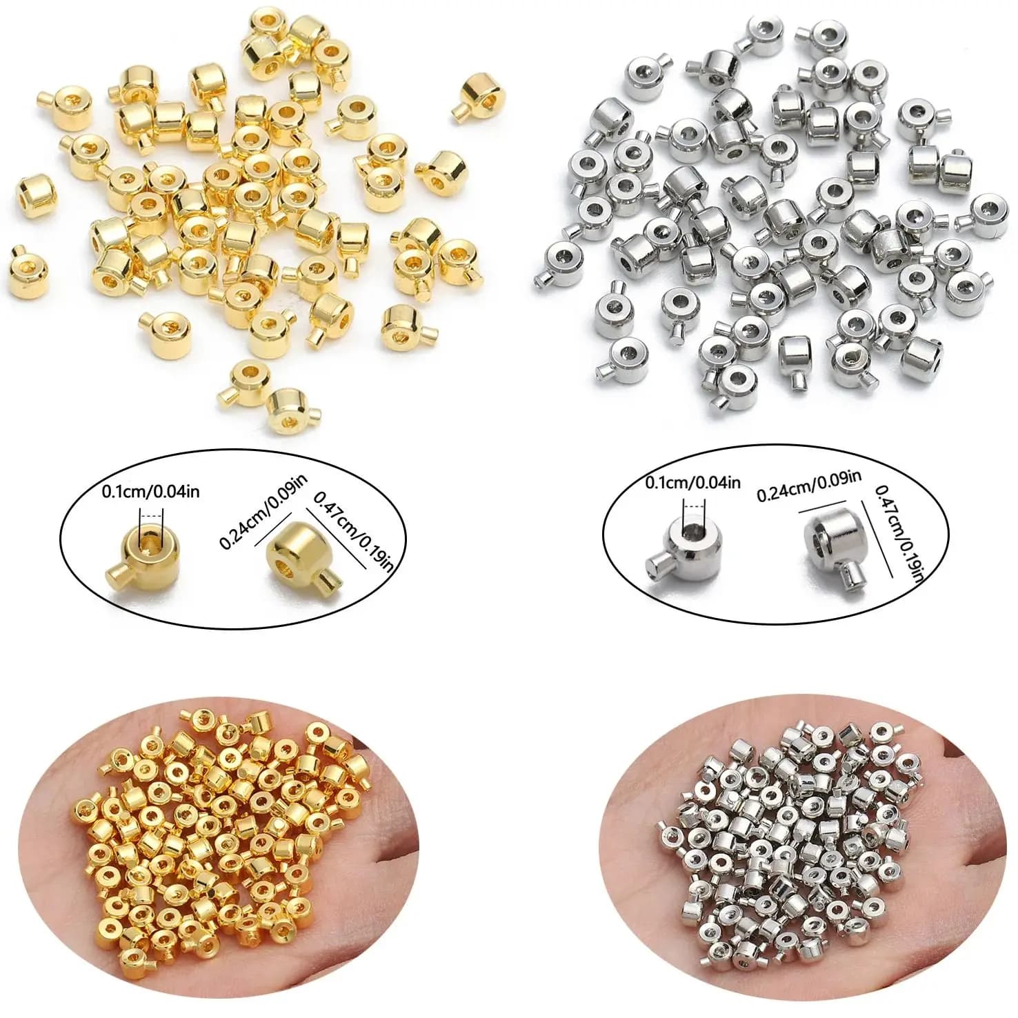 10 Pz/lotto Posizionamento In Acciaio Inox Tappo Spacer Crimp End Setto Perline Per Creazione di Gioielli FAI DA TE Collana Bracciale Accessori