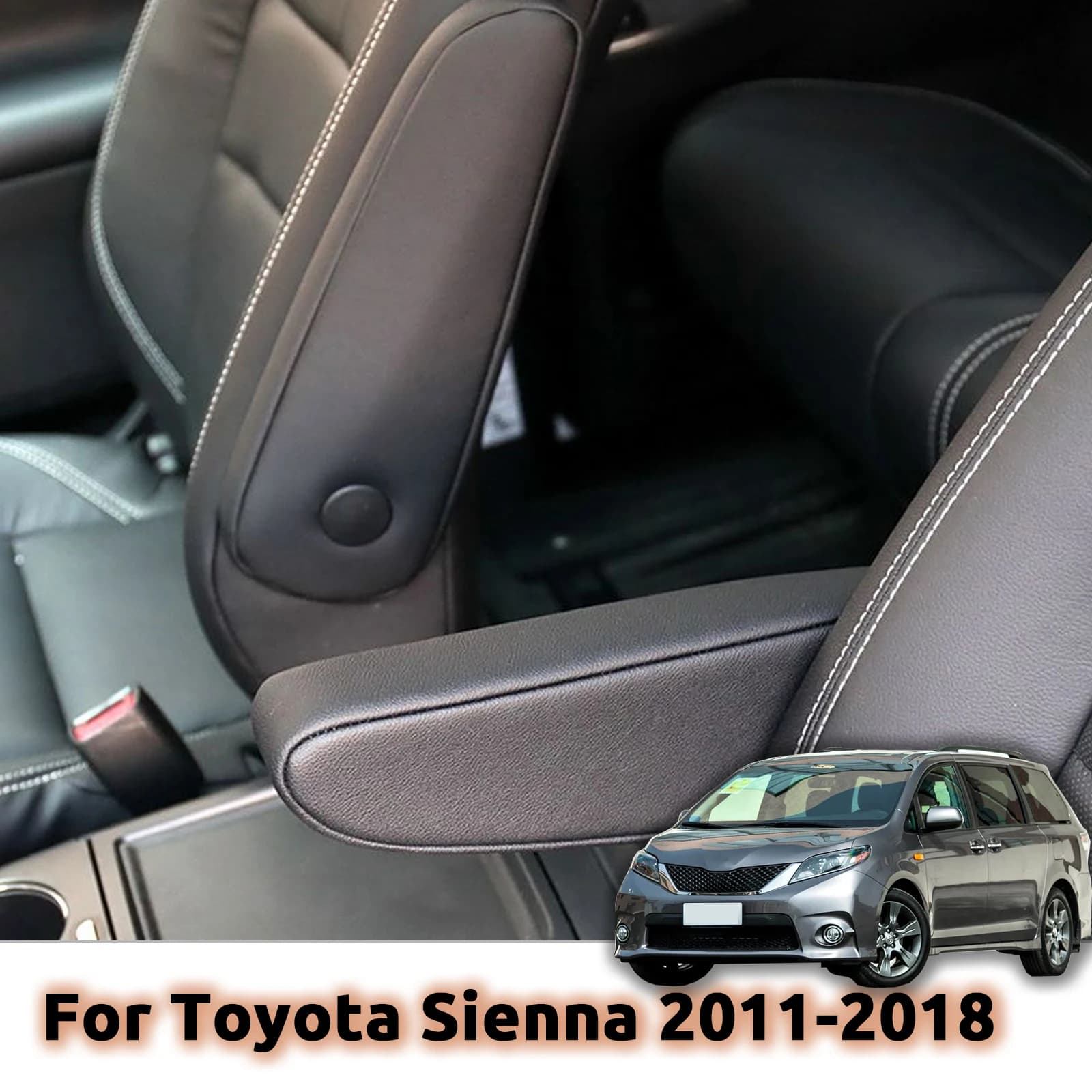 2 PCS For Toyota Sienna 2011 2012 2013 2014 2015 2016 2017 2018 Auto Side Seat Arm Cover Artificial Leather Contour Precision