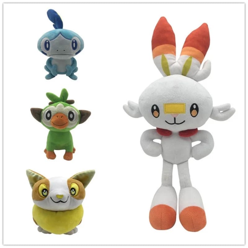 Pokemon Sobble Scorbunny Grookey Cartoon Elf Figure Peluche morbido ripiene Collezione di giocattoli per bambini Regalo di Natale Peluche