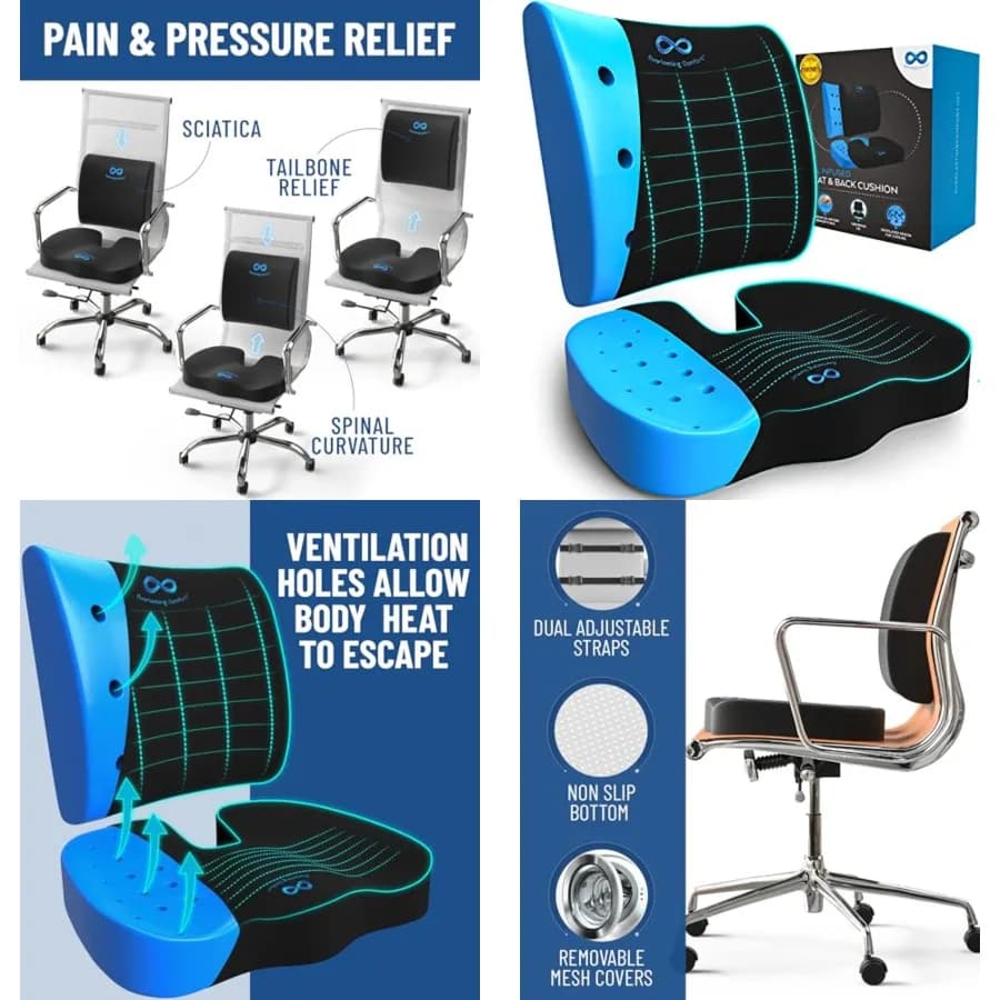 Cuscino Ergonomico in Memory Foam per Sedie da Ufficio e Auto - Accessori Ergonomici per Scrivania - Cuscini per il Coccige Consigliati dai Medici