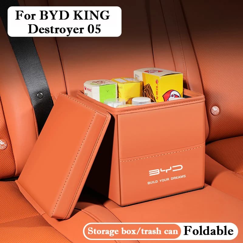Scatola di immagazzinaggio multifunzionale per auto Scatola di organizzazione pieghevole in pelle bidone della spazzatura Interni Stivaggio Riordino per BYD KING Destroyer 05