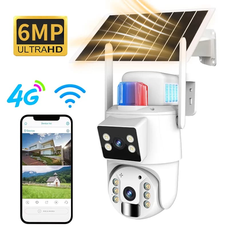 6MP Ubox APP Dual Lens Solar Power WIFI/4G Telecamera IP Dome a colori AI Rilevazione umanoide Sicurezza domestica CCTV Baby Monitor
