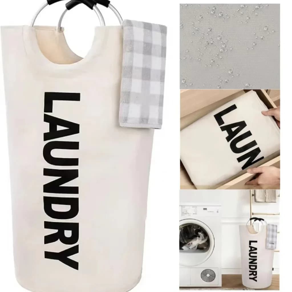 Large Size Folding Laundry Basket with Comfortable Handle Foldable Oxford Storage Basket for Laundry Room Balcony Dormitory