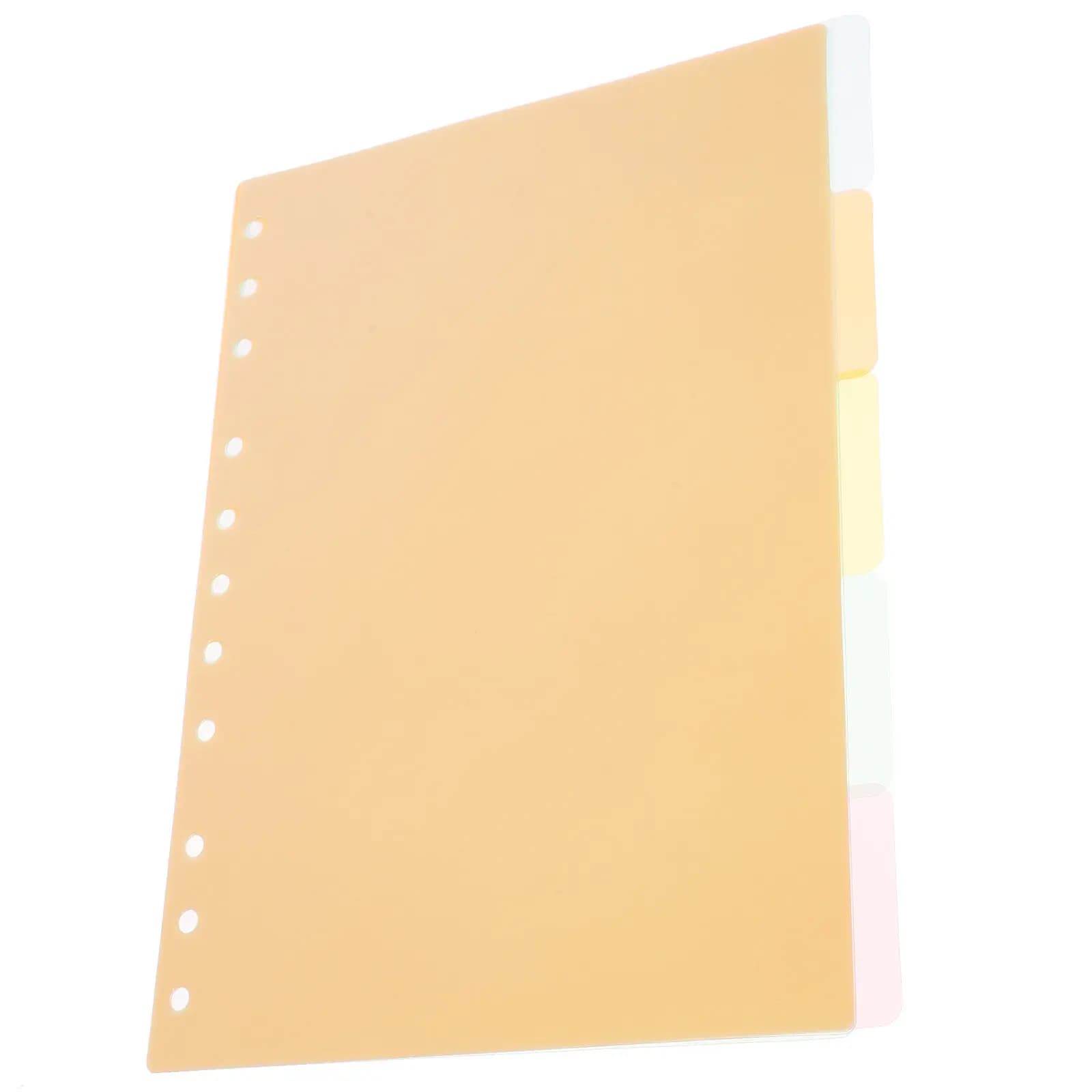 5 divisori per cartelle, divisori in plastica per blocco note, linguette perforate per raccoglitori, per una separazione efficiente dei documenti, quaderni, agende