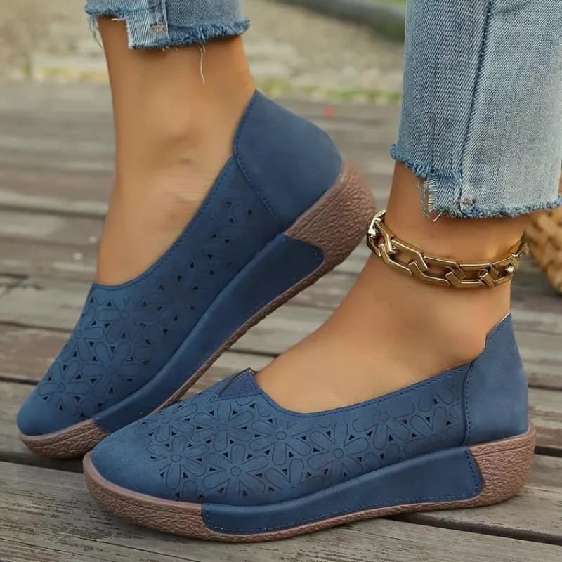 Mocassini con Zeppa in Vera Pelle per Donna, Scarpe Comode Ortopediche Slip-on per Primavera e Autunno