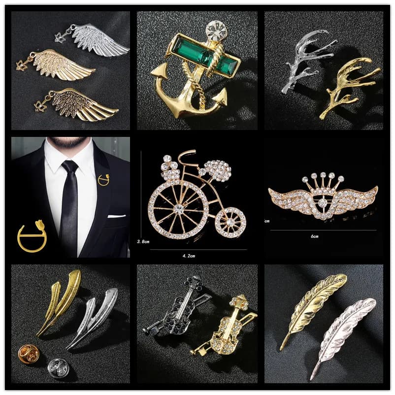 Spilla piena di diamanti per bicicletta creativa alla moda da uomo, ali versatili, spilla con piume per chitarra con ancoraggio per barca Vendite dirette in fabbrica