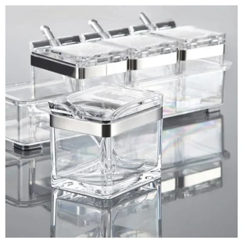 Forniture da cucina Scatola per condimenti in acrilico Set di barattoli per spezie Bottiglia per galhetta per condimenti Organizzatore da cucina e contenitore per la conservazione
