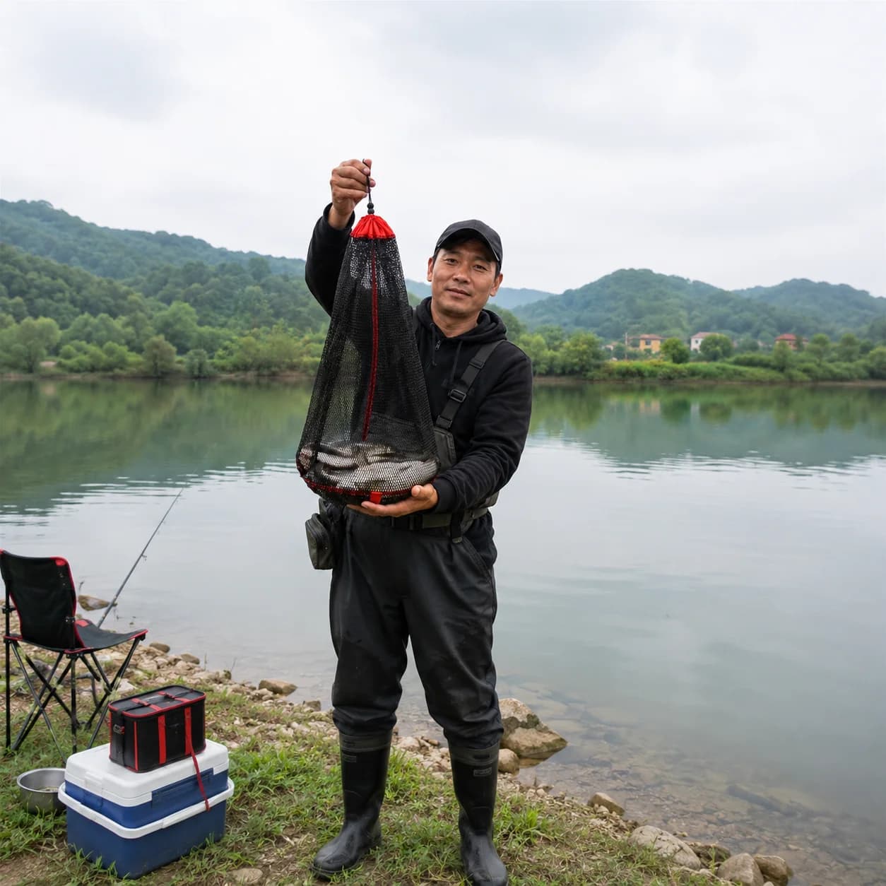 Drawstring Fishing Mesh Bag Fish Protection Bundle Mouth Live Fish Net Pocket Folding Thickening Fishing Net Cage Tackle Tool