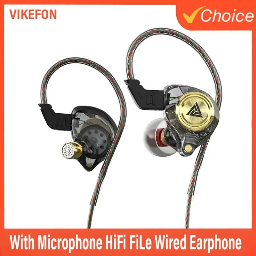 QKZ AK3 Wired earphone with microphone HiFi Music monitor Low headphones Noise cancellation for sports earphones