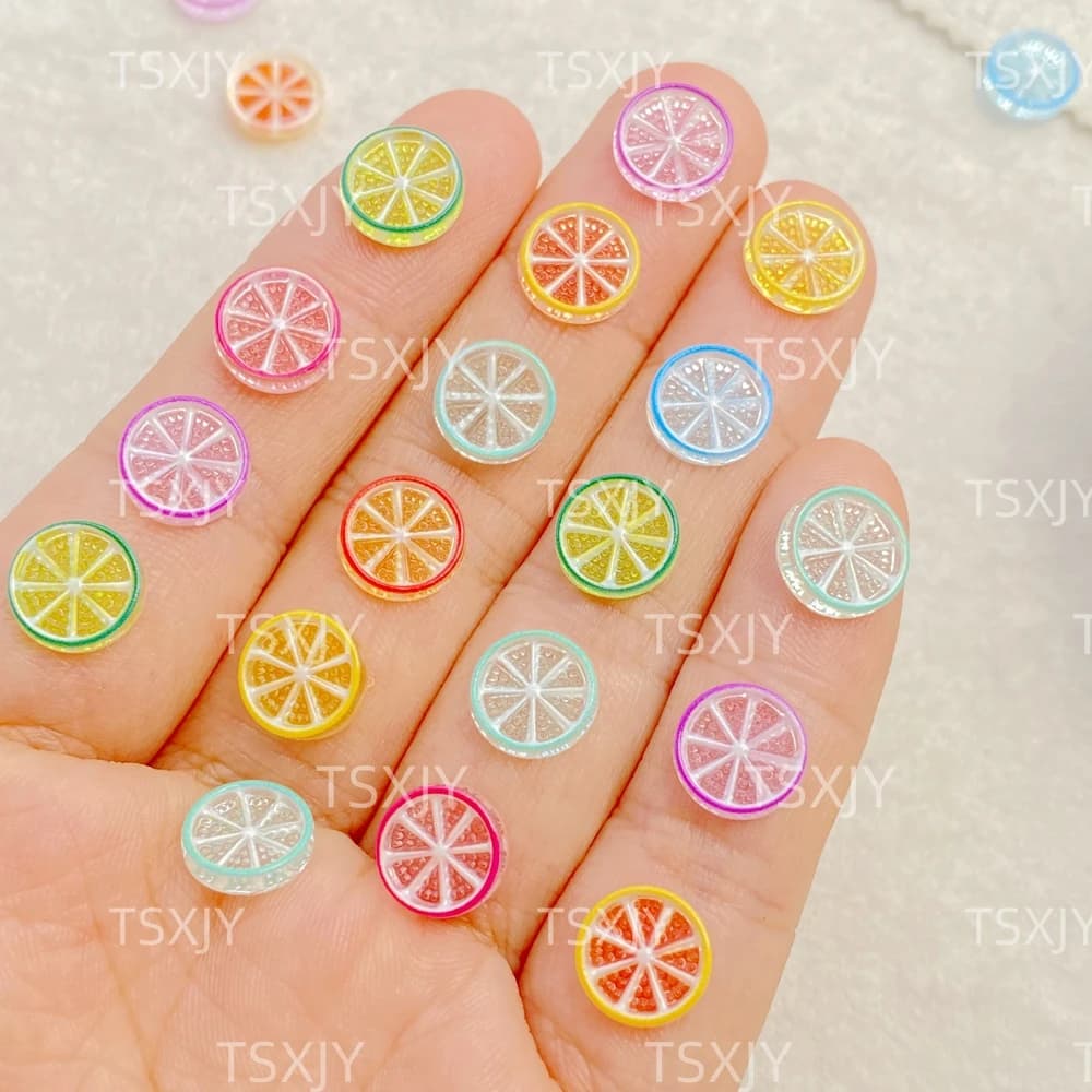 50 pezzi in resina mini brillanti fette di limone colorate nail art con retro piatto applique in pietra fai da te ciondoli natalizi scrapbook decor artigianato