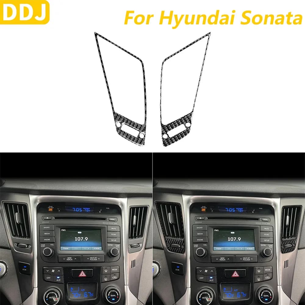For Hyundai Sonata 2011-2014, Carbon Fiber Cover for Panel Handles Air Conditioning, Car Accessories, Decorative Sticker