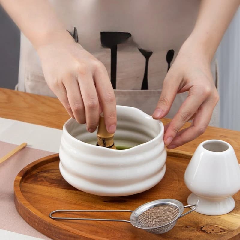 Set frullatore matcha da 5 pezzi, stoviglie da tè stile giorno maculato, perfetto per principianti e appassionati di matcha, regalo